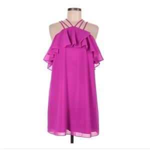 Gianni Bini Fuchsia Ruffle Halter Dress - Women